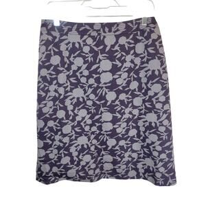 Boden Purple Gray Floral 100% Cotton Straight Pencil Skirt Women's Size 10